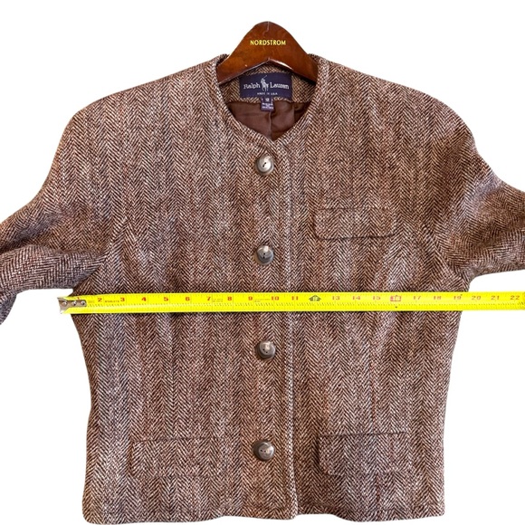 Ralph Lauren Polo Wool Tweed Herringbone Blazer Collarless Made in USA 12 - Picture 14 of 15